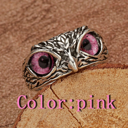 Rare Vintage Owl Carved Tibet Silver Ring for Men Cute Animals Youth Gothic Adjustable Fashion Women Jewelry Accessories Gift