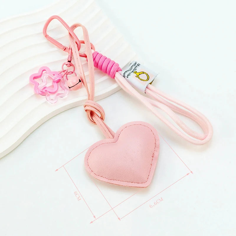 Luxury Charm Tassel Love Heart Pendant Handmade Creative Bowknot Keychain Cute Glossy Pendant Keychain Bag Accessories - pink