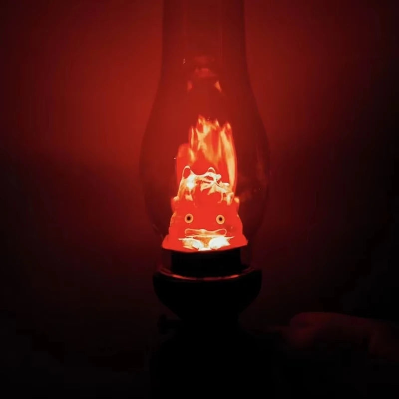 Calcifer Vintage Night Light Cartoon Anime Flameless Decorative Lamp Kerosene Candle Light with Table Lamp for Bedroom Christ