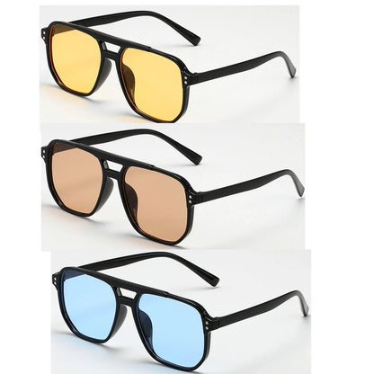Women Men Square Sun Glasses Retro Polygon Sunglasses Female Black Vintage Fashion Ladies Sunglasses Double Beam Eyeglasses -