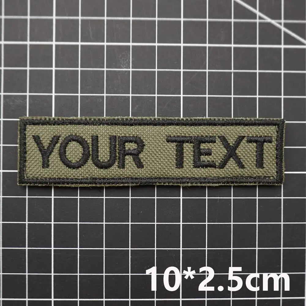 Customized name text embroidery patch, tactical name patch, back with hook or iron on