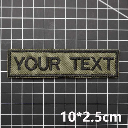 Customized name text embroidery patch, tactical name patch, back with hook or iron on