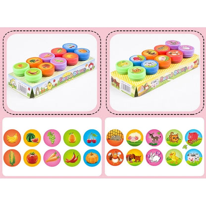 10pcs Assorted Stamps for Self-ink Stamps Toy Stamps Smiley Face Seal Scrapbooking DIY Painting Photo Album Decoration