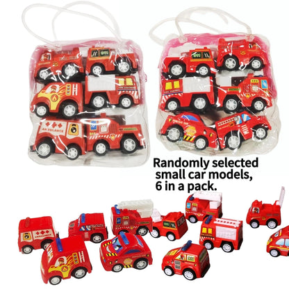 6pcs Car Model Toy Pull Back Car Toys Mobile Vehicle Fire Truck Taxi Model Kid Mini Cars Boy Toys Gift Diecasts Toy for Child