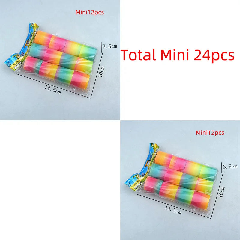 24PCS Rainbow Magic Springs Circle Toys Kids Birthday Party Favors Guests Giveaway Small Gifts Pinata Fillers Flexible Funny 