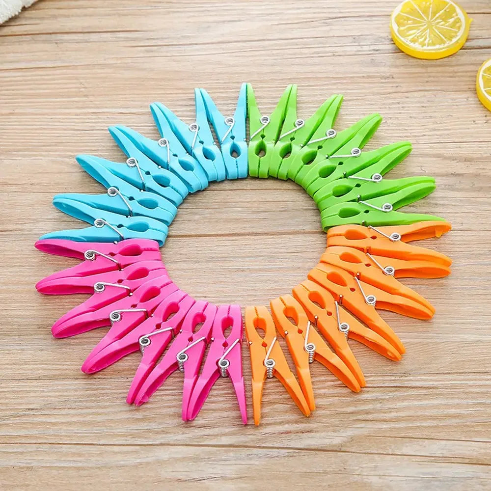 48/24Pcs Clothespins Hanging Pegs Clips Plastic Hangers Racks Laundry Clothes Pegs Clamps Towel Clips Home Storage Hooksks - 