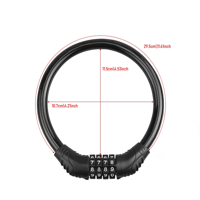 Easy-to-Use 4-Digit Combination Bike Lock - Compact & Portable for Mountain Bikes Scooters & Motorcycles