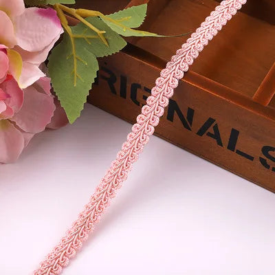 2 Yards Lace Trim Ribbon Centipede Braided Lace DIY Craft Sewing Accessories Wedding Decoration Fabric Curve Lace - light pin