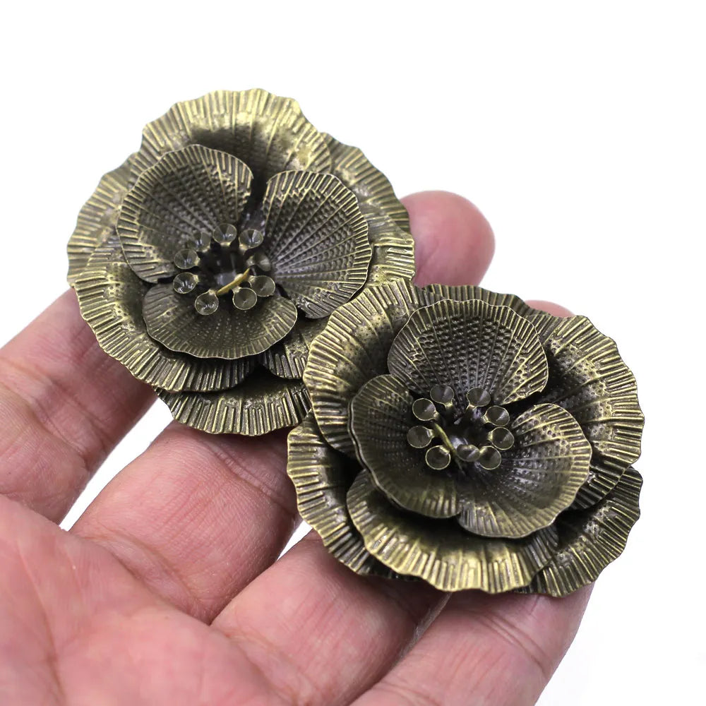 Pendants Wraps Metal Crafts Connectors Rose Flower Filigree Flower For Embellishments Scrapbooking Jewelry DIY Accessories - 