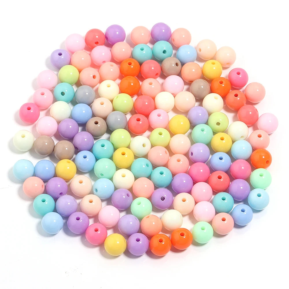 10-100Pcs/Lot 6-20mm Solid Color Round Acrylic Beads Loose Spacer Beads For DIY Keychains Decoration Handmade Crafts Accessor
