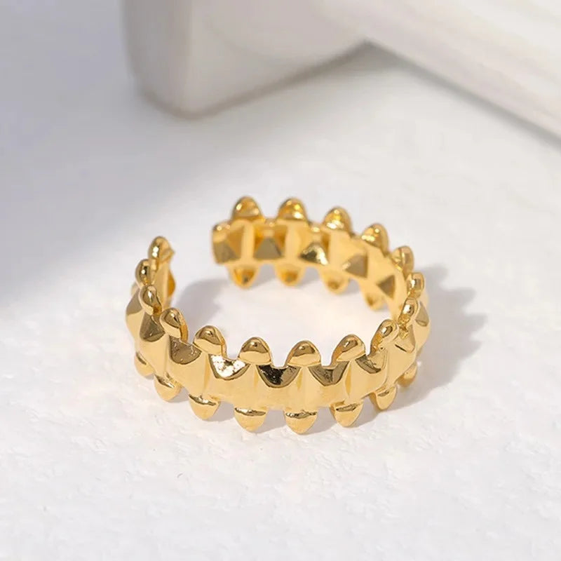 Stainless Steel Vintage Bullet Rings for Women Gold Color Geometric Rings Boho Jewelry Hip Hop Party Wedding Jewelry Gifts