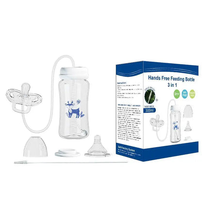 3-in-1 Hands-Free 300ML Wide-neck Baby Bottle,Milk Storage Bottle,Pacifier,Multi-Function Anti-Drop Gravity Ball Feeding Bott