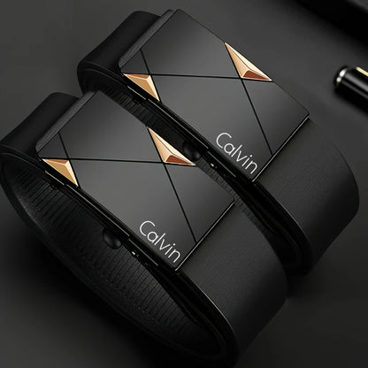 Stylish Men's PU Leather Belt - Fashion Belts for Daily Life, Leisure, Party, Festival, Work, and Business Automatic Buckle