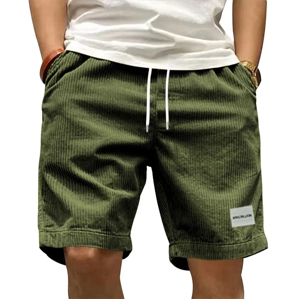 Vintage Cargo Shorts Men's Summer Trendy Retro Corduroy Short Pants Men's Casual Solid Color Shorts Sports Breathable Sweatpa