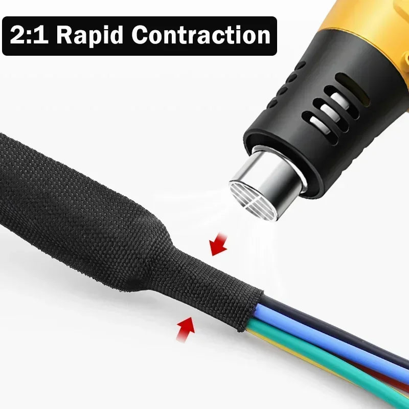 1~50m Braided Cable Sleeve Diameter 4~30mm PET Heat Shrink Tube Insulation Flam Retardant Shrinkable Wire Wrap Sheath Organiz