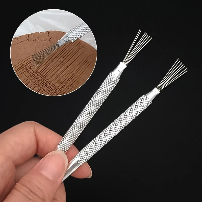 7 Pin Feather Wire Texture Ceramics Tools Polymer Clay Sculpting Modeling Tool DIY Pottery Brush Pottery Tools Cake Accessori
