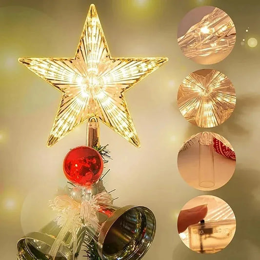 15cm Christmas Tree Decoration Stars Warm White Lights Home Room Decor Shining Lamp Xmas Festival
