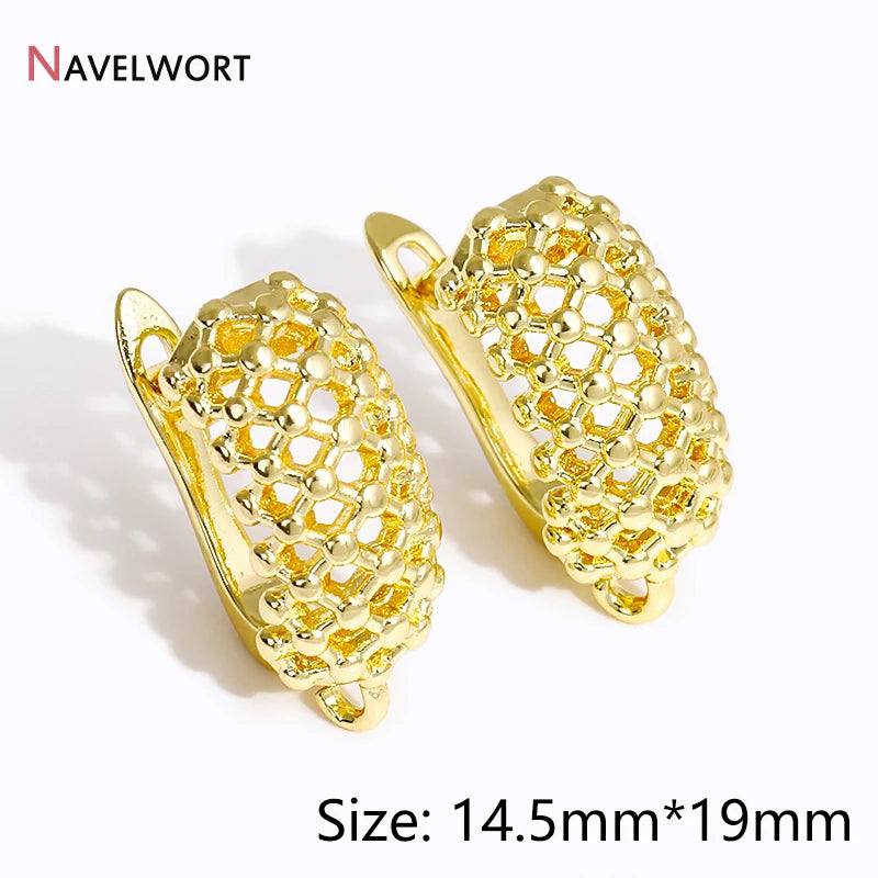 18K Gold Plated Brass Metal Earwires Basic Fasteners,Earring Fixtures,Inlaid Zircon Earring Hooks,Earring Making Supplies - 1