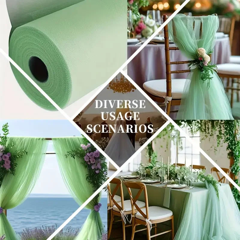 Tulle Fabric DIY Decor Wedding Accessorie XMS Party Event Sheer Mesh Fabric Elegant Material Table Runner Chair Bows Backdrop