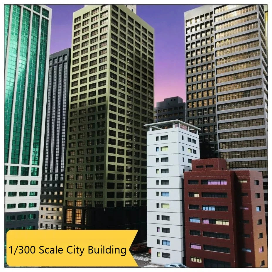 Diorama 1:300 Scale Architectural Model City Skyscraper Building Scene Display Model Railway Train Assembled Layout