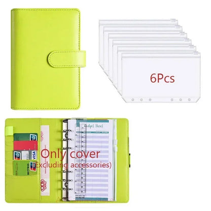 2026 A6 Binder Budget PU Leather PlannerPockets Expense Budget Sheets Notebook Cash Envelope Organizer System with Clear Zipp