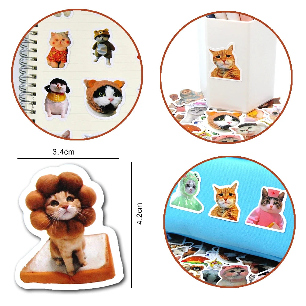 10/50/100pcs Funny Cat Stickers Cartoon Cute Decals Toy Stationery Guitar Phone Bicycle Laptop Luggage Car Graffiti Kids Stic