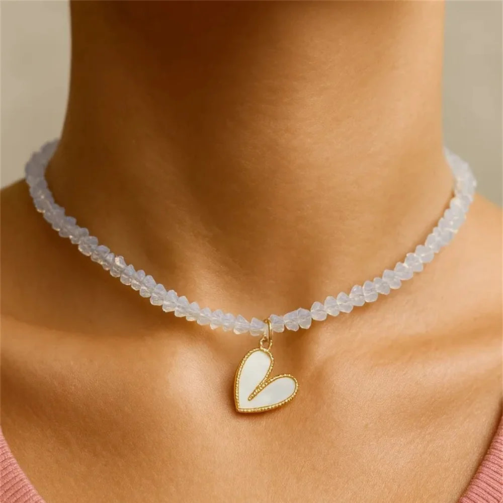 Fashion Punk Exaggerate Chain Crystal Heart Shaped Pendant Multilevel Punk Necklace For Women Vintage Choker Wedding Jewelry 