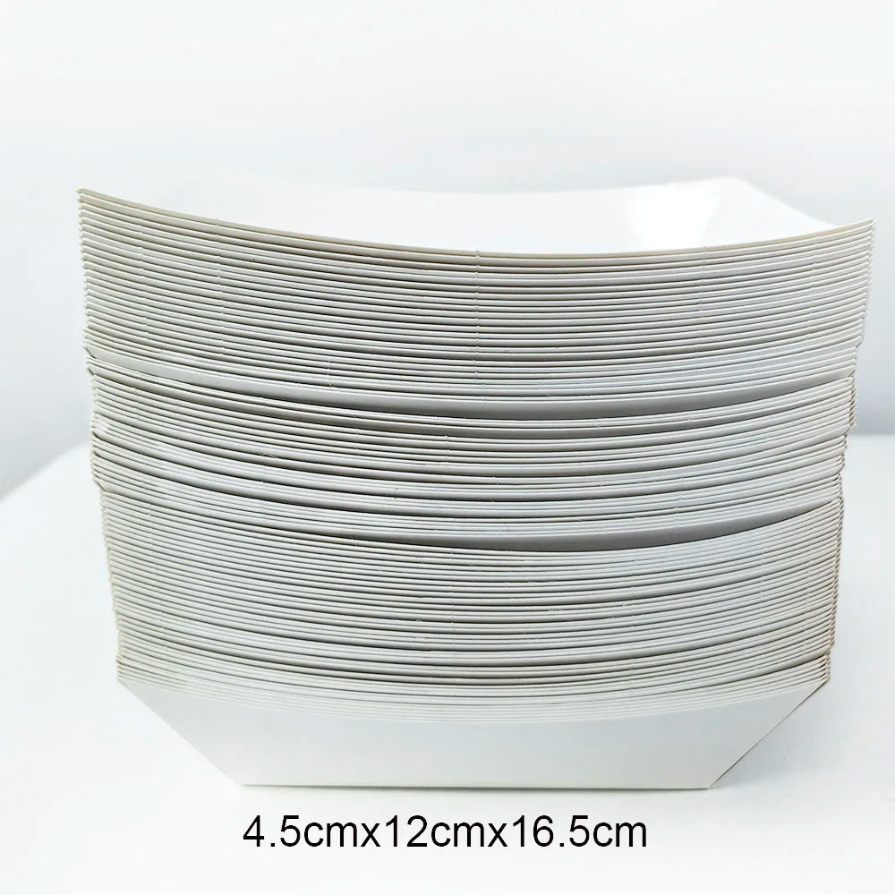 6/12/24 Solid Color Paper Food Trays Disposable Food Boat Black White Blue Yellow Popcorn Box Baby Showe Birthday Party Suppl
