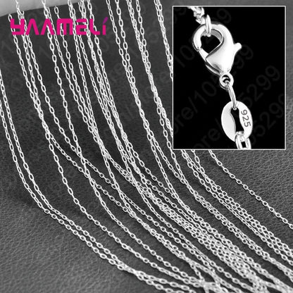 10PCS Pure 925 Sterling Silver Charm Link Chain Necklace Jewelry with Strong Smooth Lobster Clasps 16-30 Inches