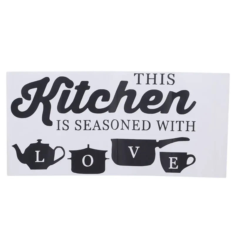Kitchen Wall Stickers THIS KITCHEN IS SEASONED WITH LOVE Quotes Wall Stickers Restaurant Home Decoration - black