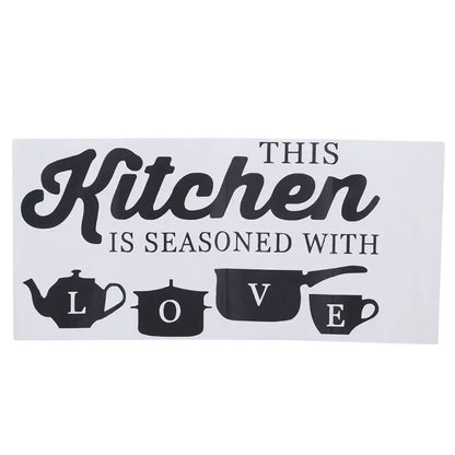 Kitchen Wall Stickers THIS KITCHEN IS SEASONED WITH LOVE Quotes Wall Stickers Restaurant Home Decoration - black