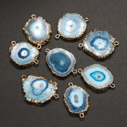 New Hot Natural Stone Agates Druzy Pendant Charms Connector Irregular Quartz Pendants For Jewelry Making DIY Necklace Gift
