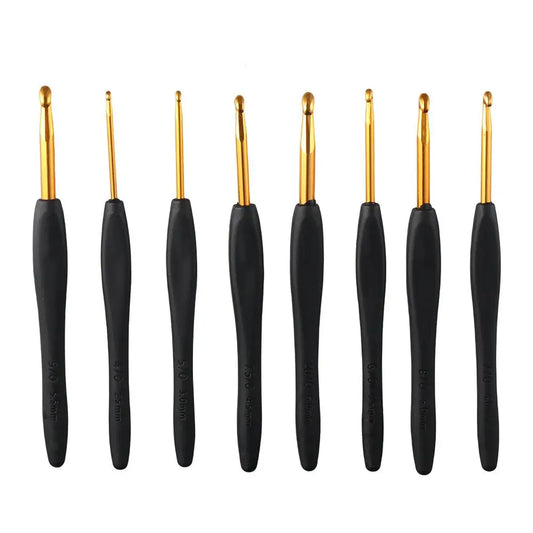 8PCS Black Crochet Hooks Set for Arthritic Hands,Ergonomic Crochet Hook Soft Crochet Needle,2.5-6.0mm Crochet Kit for Beginne