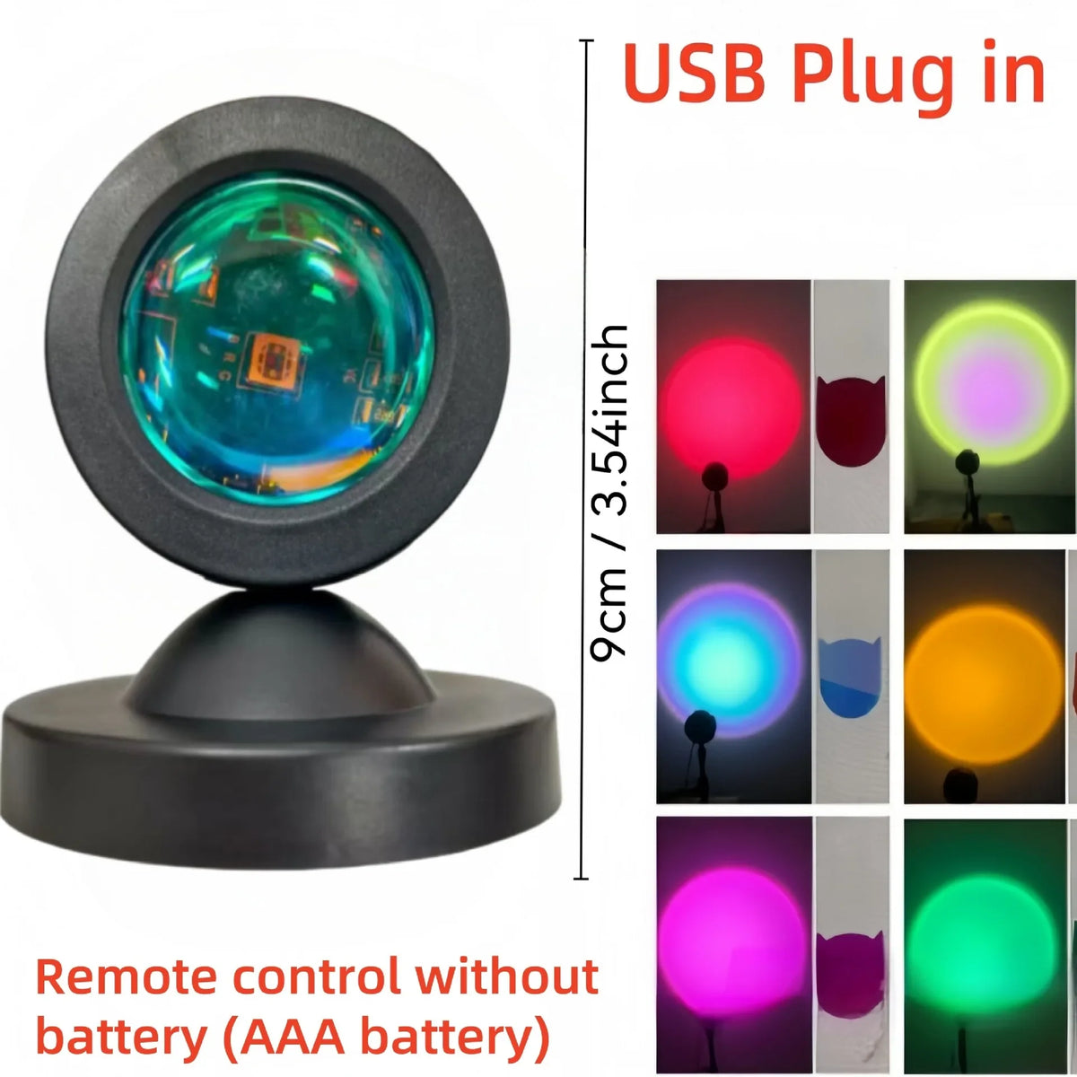 1pc Vibrant Sunset Projection Light - 16-Color Spectrum, USB Remote Control, Dynamic Color Changing LED Light - Creates Warm 