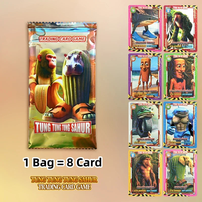 Italian Brainrot Collection Cards Trading Cards Game Card Battle Carte Toystung Sahur Tralalero Tralala For Fans Children Gif