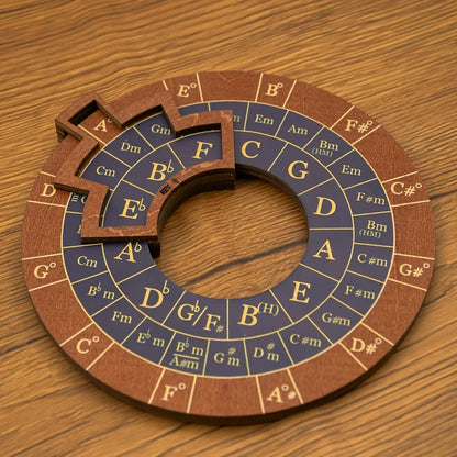 Circle of Fifths Wooden Melody Tool, Music Theory Chord & Scale Disk, Turntable for Learning, Teaching & Practice
