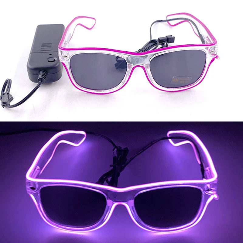 1PC Light Up LED Glasses Glow Sunglasses EL Wire Neon Glasses Glow in The Dark Party Supplies Neon Party Favors for Adults - 