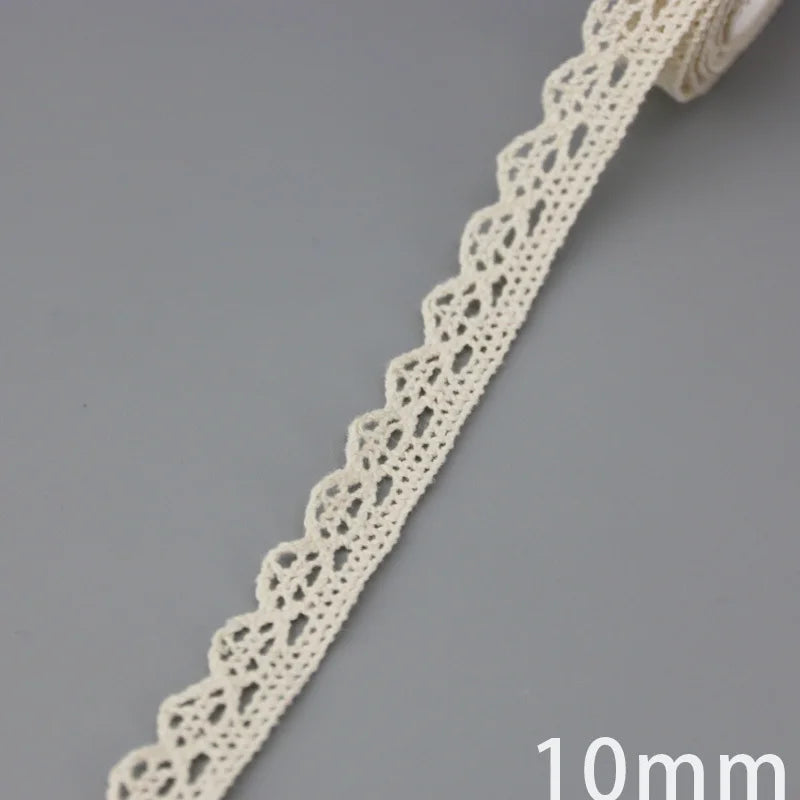 Lace Ribbon Trim, White Beige Cotton Embroidered Ribbon, 5 Meter Sewing Fabric, DIY Craft Materials, Elegant Lace for Gift Wr