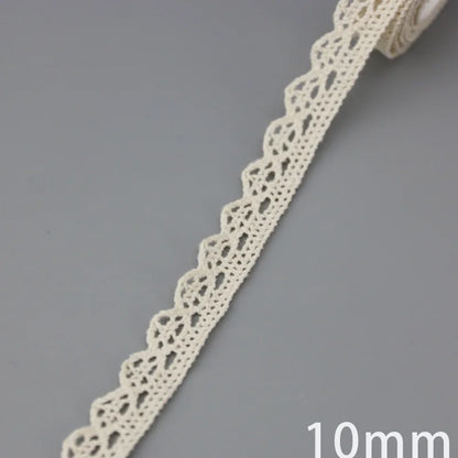 Lace Ribbon Trim, White Beige Cotton Embroidered Ribbon, 5 Meter Sewing Fabric, DIY Craft Materials, Elegant Lace for Gift Wr