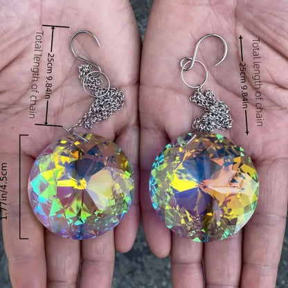 2pcs, Round Crystal Sun Catchers, Glass Prism Hanging Sun Catchers, Rainbow Maker For Window, Balcony, Kitchen, Garden Decora