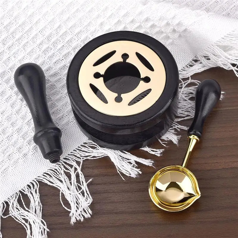1/2/3pcs Wax Seal Set Wood Wax Melting Lacquer Furnace With /Spoon/Handle Wax Bead Melting Heater Wax Pot Heater For Stamp Cr