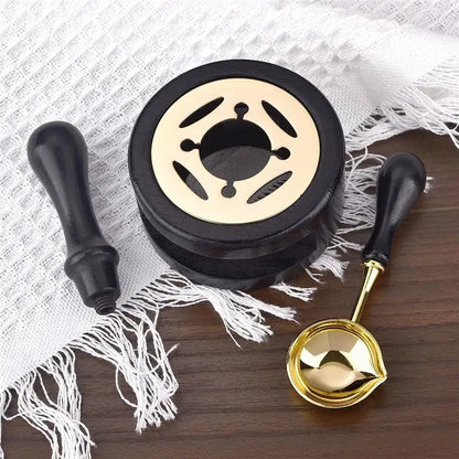 1/2/3pcs Wax Seal Set Wood Wax Melting Lacquer Furnace With /Spoon/Handle Wax Bead Melting Heater Wax Pot Heater For Stamp Cr