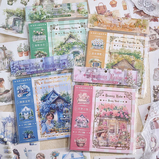 [YU]ournal Stickers, 50 Sheets Washi Junk Journaling Sticker Book, Scrapbook Supplies, Watercolor Scrapbooking For Adults