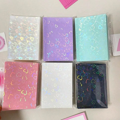 50pcs laser heart-shaped pattern card protective film, photo protection cover, suitable for ID cards, student cards，game card