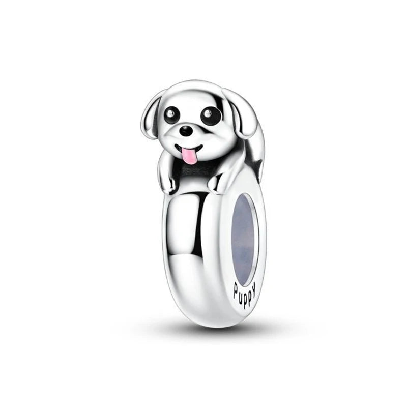 Original 925 Sterling Silver Charms Love Pets Dog Cat Paw Print Pendant Beads Fit Brand Bracelets Necklaces Women DIY Jewelry