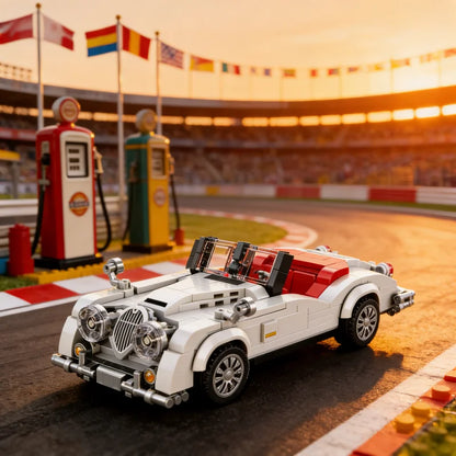 Vintage Convertible Car Building Blocks, Classic Retro Vehicle Model, Collectible Desktop Decor