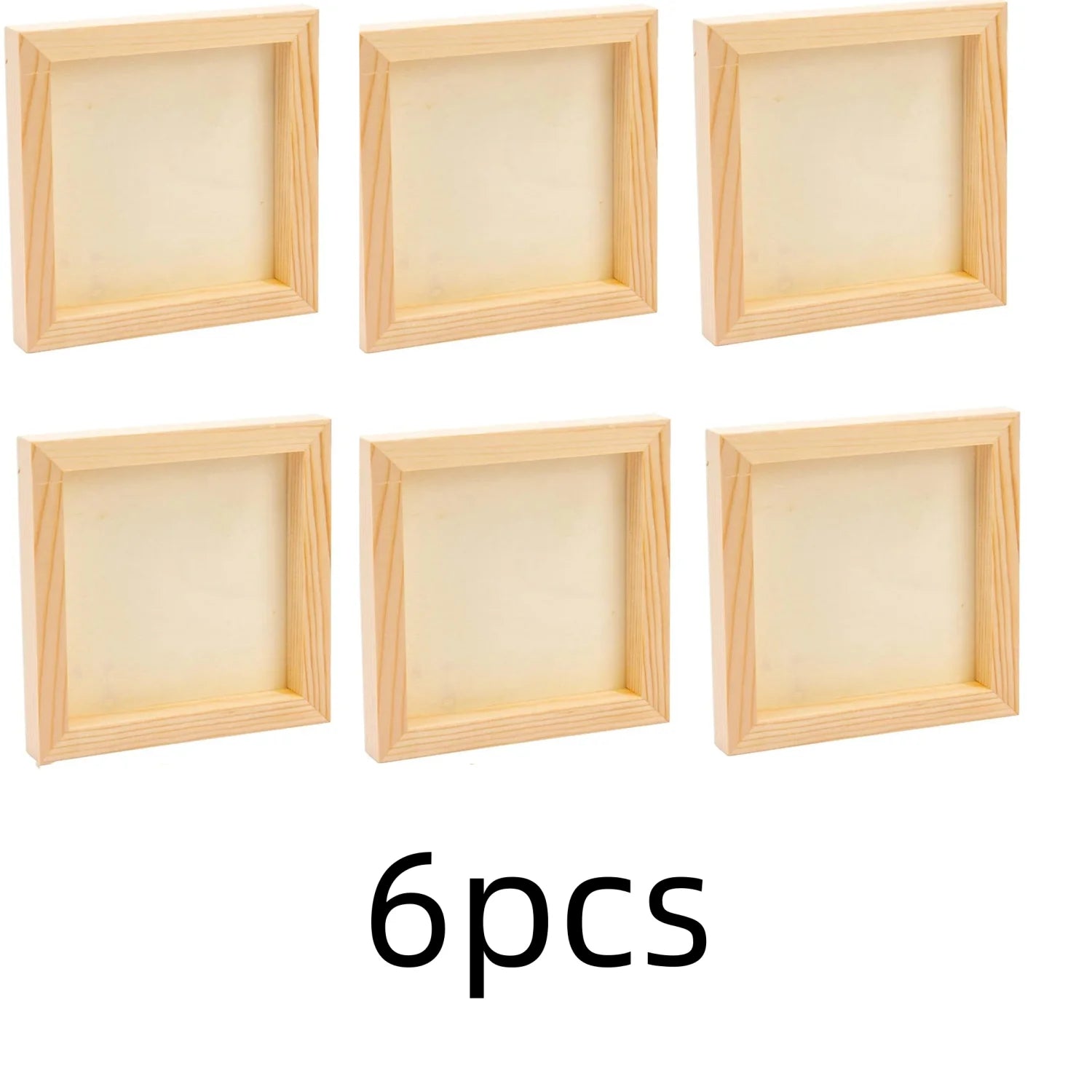 6Pcs Unfinished Square Wood Panels,4x4"/10x10cm,Blank Wooden Canvas Cradled Painting Boards for Drawing,Wood Burning DIY Arts