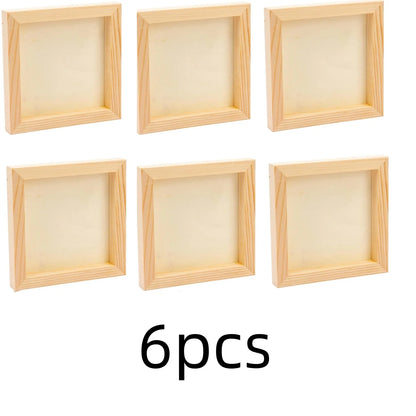 6Pcs Unfinished Square Wood Panels,4x4"/10x10cm,Blank Wooden Canvas Cradled Painting Boards for Drawing,Wood Burning DIY Arts