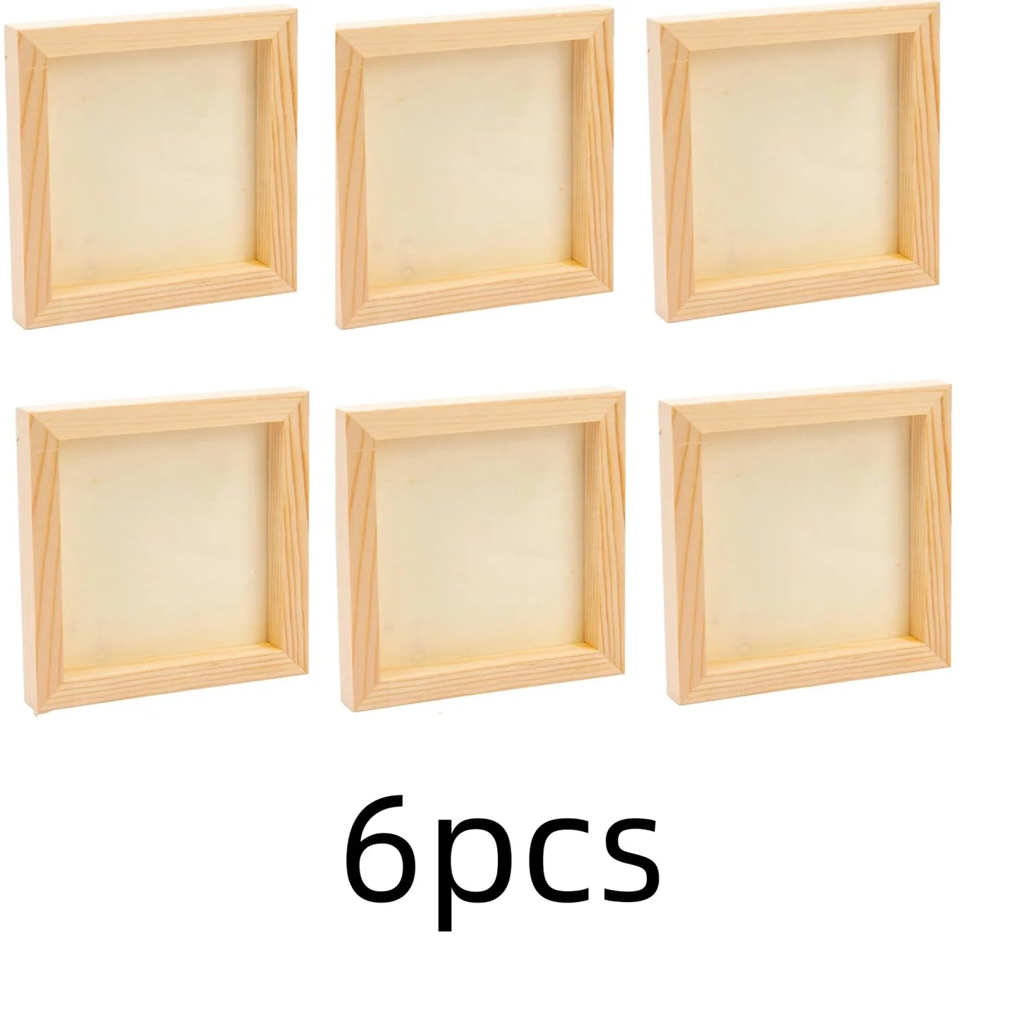 6Pcs Unfinished Square Wood Panels,4x4"/10x10cm,Blank Wooden Canvas Cradled Painting Boards for Drawing,Wood Burning DIY Arts