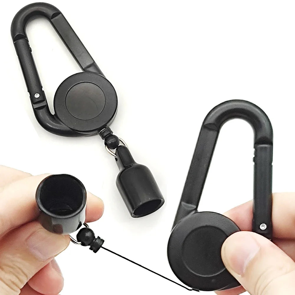 1PCS Lighter Holder Sleeve Clip With Retractable Keychain Lighter Protective Cover Carabiner Windproof Smoking Accessories